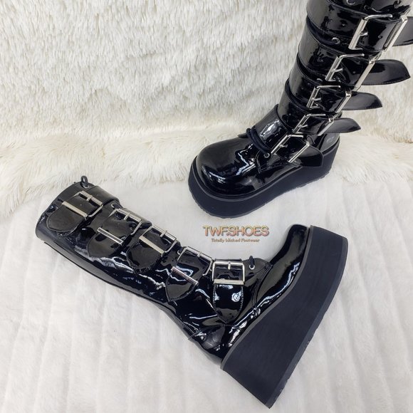 Brand New Trashville 518 Platform Goth Mens Knee Boots Patent main image 10